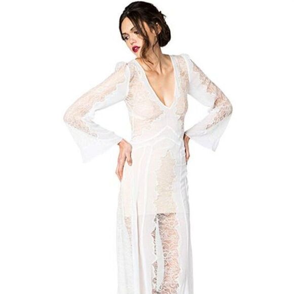 NWT Stone XS/S Cold Fox White Bridal Lace Vermont Ethereal Fairy Long Maxi Dress - Picture 7 of 7